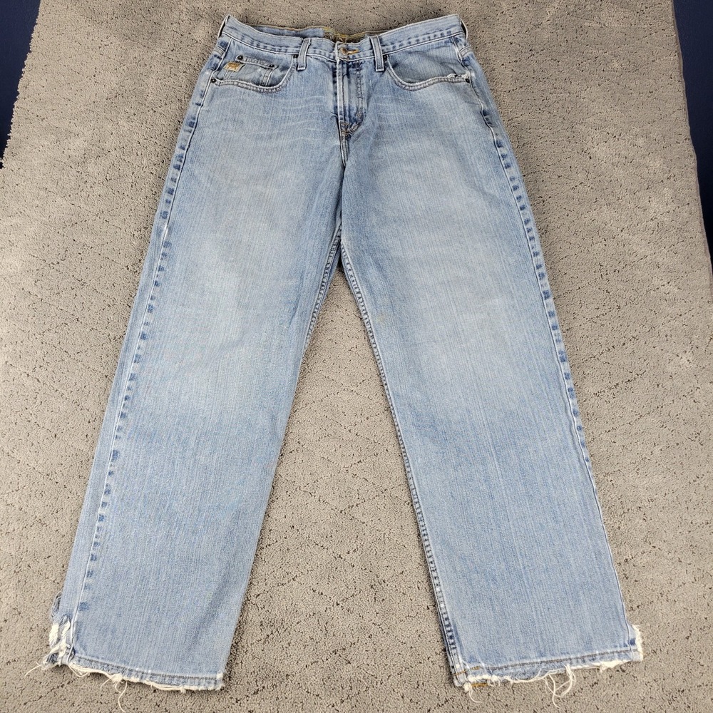 Cinch Jeans Mens 35x32 Blue Relaxed Fit Straight Leg Distressed Western Workwear